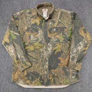 Mossy Oak Break-Up Camo Explorer LS‎ Button Down Shirt Mens Large Hunting Green